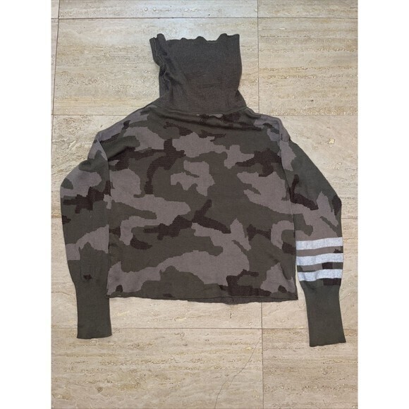 Anthropologie Mystree Cotton Knit sweater Camo Cowl Neck Turtleneck knit size M‎ - Picture 5 of 6